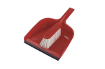 8" Plastic dustpan and stiff PVC brush set RED (Pack of 24)