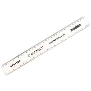 Q-Connect Ruler Shatterproof 300mm Clear