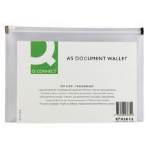 Q-Connect Document Zip Wallet A5 Transparent (Pack of 10)