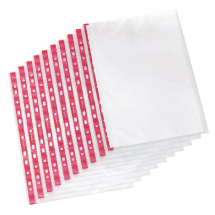 Q-Connect A4 Punched Pocket Deluxe Side Opening Red Strip (Pack of 25)