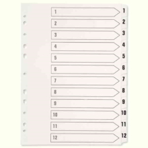Q-Connect Multi-Punched 1-12 Reinforced White Board Clear A4 Index Tabbed