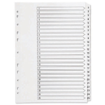 Q-Connect Multi-Punched 1-25 Reinforced White Board A4 Index Clear Tabbed