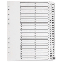 Q-Connect Multi-Punched 1-50 Reinforced White Board A4 Index Clear Tabbed