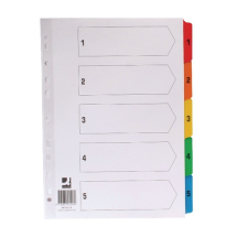 Q-Connect Multi-Punched 1-5 Reinforced Multi-Colour A4 Index Numbered Tabs