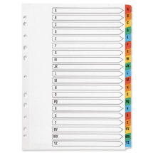 Q-Connect Multi-Punched A-Z 20-Part Reinforced Multi-Colour A4 Index Pre-Printed Tabs