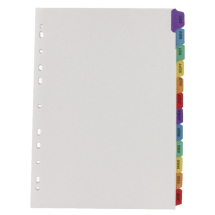 Q-Connect Multi-Punched January-December Reinforced Multi-Colour A4 Index Pre-Printed Tabs