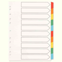 Q-Connect Multi-Punched 10-Part Reinforced A4 Index Multi-Colour Blank Tabs