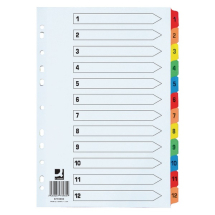 Q-Connect Extra Wide Index 1-10 Board Reinforced Multi-Colour Divider