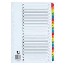 Q-Connect Extra Wide Index A-Z 20 Part Board Reinforced Multi-Colour Divider