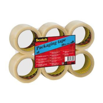 Scotch Clear Packaging Tape Polypropylene 50mmx66m (Pack of 6)