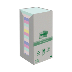 Post-it Recycled Notes Asst Colour 76x76mm 100 (Pack of 16)