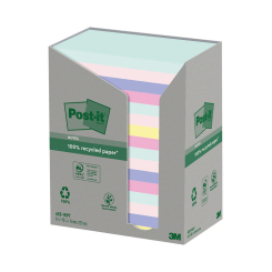 Post-it Recycled Ast Colour 76x127mm 100 Sheet (Pack of 16)