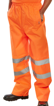 Heavyweight PVC Coated Hi Vis Traffic Trousers - Orange