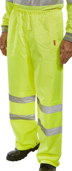 Heavyweight PVC Coated Hi Vis Traffic Trousers - Yellow