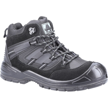 AS257 EPPING Black Leather Mesh Safety Boot with Bump Cap