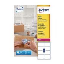 Avery White Laser Parcel Labels 99.1 x 67.7mm 8 Per Sheet Pack of 2000 L7165-250
