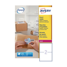 Avery White Laser Parcel Labels 199.6 x 143.5mm 2 Per Sheet Pack of 200 L7168-100