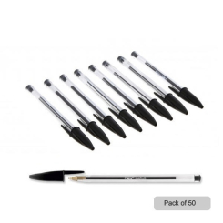 Bic Cristal Medium Ballpoint Black Pen (Pack of 50)