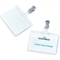 Durable Clip On Landscape Name Badge 60x90mm Transparent (Pack of 25)