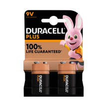Duracell Plus 9V Battery Alkaline 100% Life (Pack of 2)