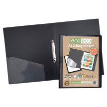 A4 96% Recycled Presentation 2 Ring Binders - Black