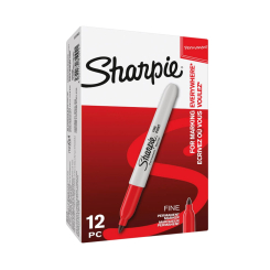 Sharpie Red Permanent Marker Fine (Pack of 12)