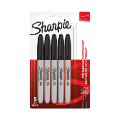 Sharpie Permanent Marker Fine Black (Pack of 5)