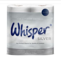WHISPER Silver Prestige 2ply Toilet Roll (10 x 4)