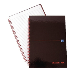 Black n Red A4 Wirebound Hardback Notebook Ruled (Pack of 5)