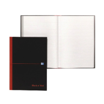 Black n Red A4 Casebound Hardback Notebook Ruled (Pack of 5)