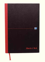 Black n Red A4 Casebound Hardback Notebook Narrow Ruled (Pack of 5)