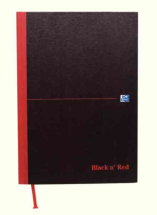 Black n Red A4 Casebound Hardback Notebook Plain (Pack of 5)