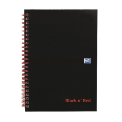 Black n Red A5 Wirebound Hardback Notebook Ruled Perforated (Pack of 5)