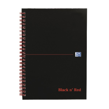 Black n Red A5 Wirebound Hardback Notebook Ruled Perforated (Pack of 5)