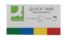 Q-Connect Quick Tabs 19 x 43mm Transparent (Pack of 200)