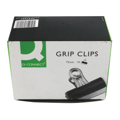 Q-Connect 75mm Black Grip Clip (Pack of 10)