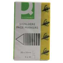 Q-Connect Quick Signature Markers Yellow 20 x 50mm (Pack of 160)