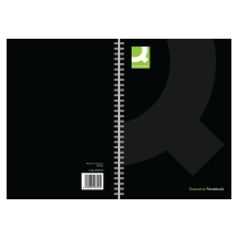 Q-Connect Wirebound A4 Hardback Notebook 160 Pages Black (Pack of 3)