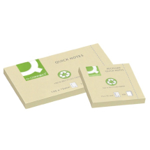 Q-Connect Repositionable Recycled 76 x 76mm Yellow Quick Notes (Pack of 12)