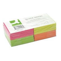 Q-Connect Repositionable 76 x 76mm Neon Quick Notes (Pack of 12)