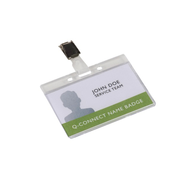 Q-Connect Rigid Credit Card Sized Name Badge Holder and Clip (Pack of 10)
