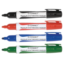 Q-Connect Assorted Premium Drywipe Whiteboard Markers Bullet Tip (Pack of 4)