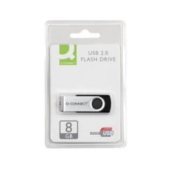 Q-Connect Silver/Black USB 2.0 Swivel 8Gb Flash Drive