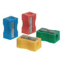 Q-Connect Plastic Pencil Sharpener Single Hole Assorted (Pack of 10)