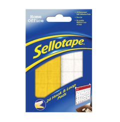 Sellotape Sticky Hook and Loop Pads 20mmx20mm (Pack of 24)