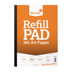 Silvine Punched 4 Hole Punched 80 Leaf Ruled Feint and Margin Sidebound Refill A4 Pad (Pack of 6)